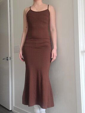 Brown Flare Mermaid Tank Maxi Dress